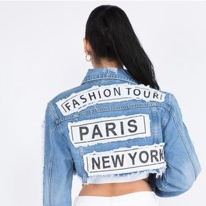 Fashion Tour Cropped Denim Jacket Size L